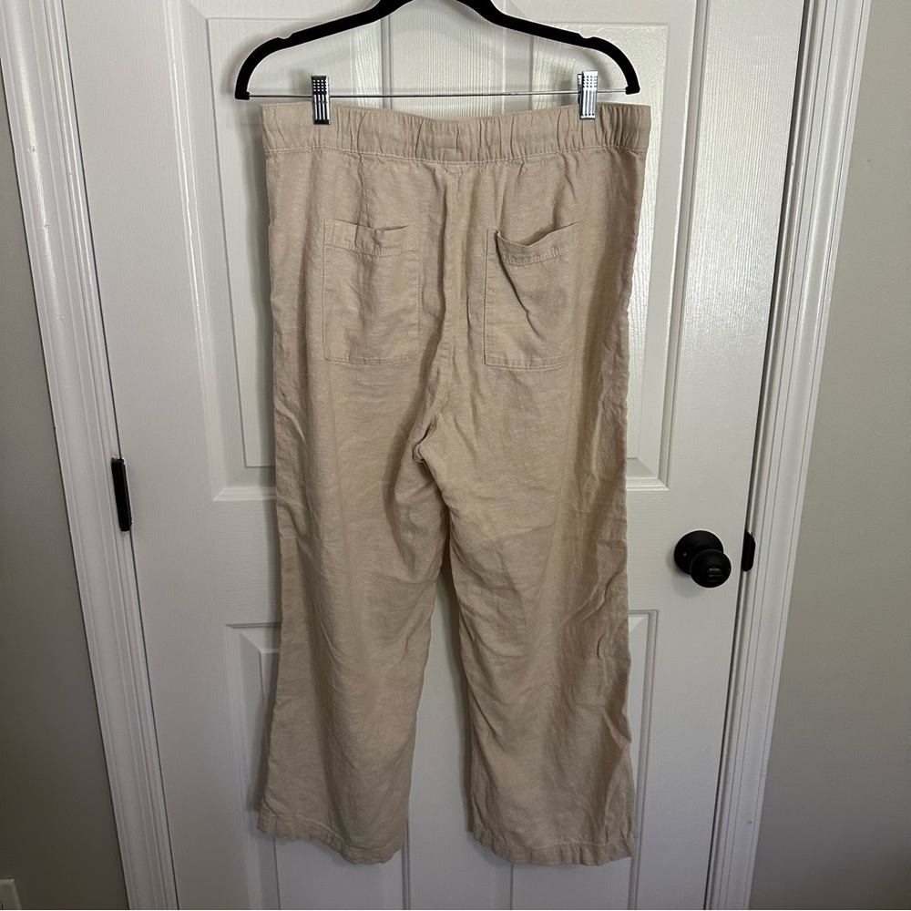 Gap Women’s Beige Linen Blend Wide Leg Cropped Pants - Size Large - Picture 7 of 8
